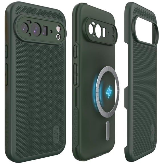 TUDIA MergeGrip Magnetic Case for Google Pixel 10 Pro XL (2025) – Dual Layer Drop Protection, Shockproof Rugged Cover, Non-Slip Grip, Wireless Charging Compatible – Pine Green