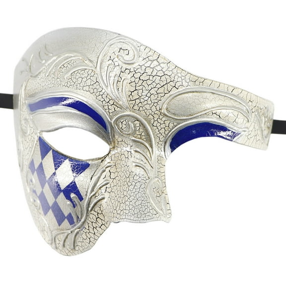 Xfvqtps Mardi Gras Mask for Men Masquerade Masks One Eye Half Face Carnival Mask for Makeup Performance Ball Party Blue