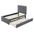 thumbnail image 3 of SESSLIFE Linen Upholstered Platform Bed with Headboard and Trundle, Twin Size Bed Frame, Furniture for Bedroom, Living Room, Guest Room, Gray, 3 of 9