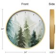 thumbnail image 7 of 24 Inches Round Wooden Wall Clock Silent Battery Operated, Home Decorative Large Wall Clock, Pastel Watercolor Pine Trees Clock Wall Art Decor for Living Room Kitchen Bedroom Classroom, 7 of 7