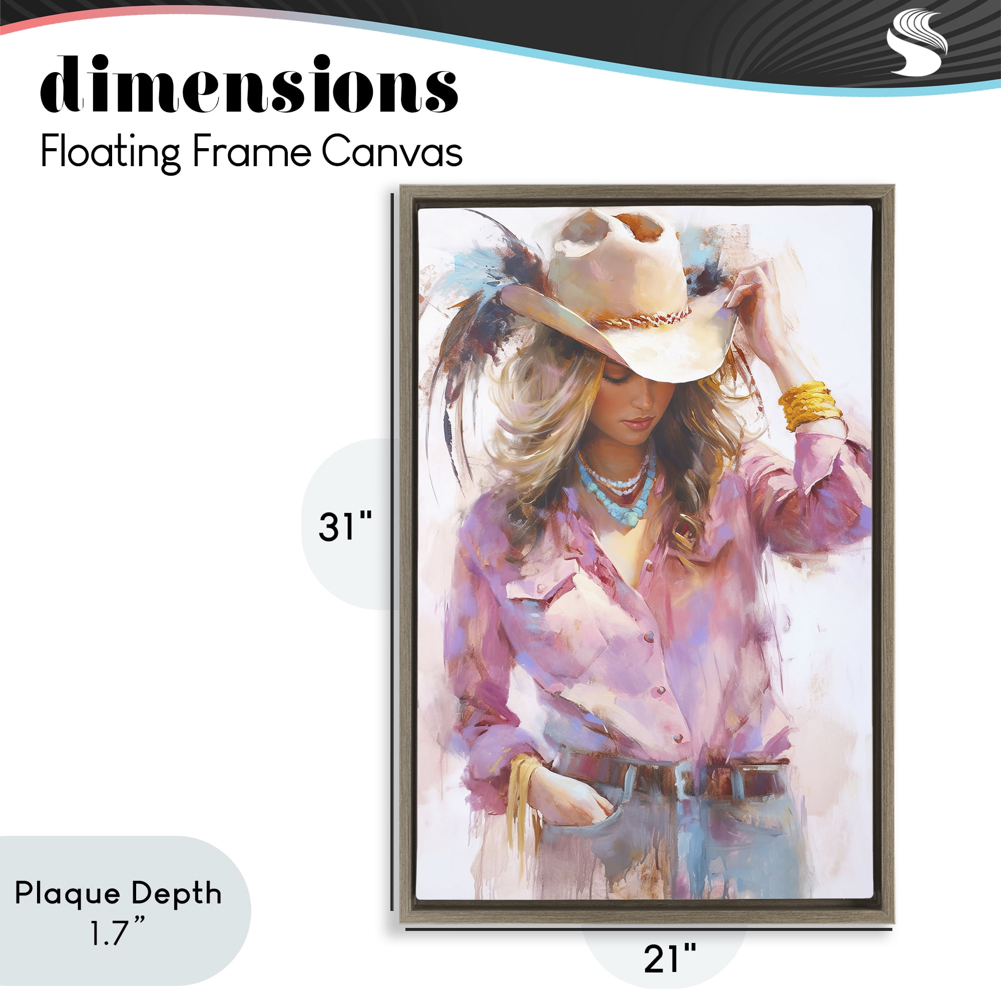 Stupell Industries Cowgirl Hat Reflections Brown Framed Floater Canvas Wall Art, design by Tina LeCour