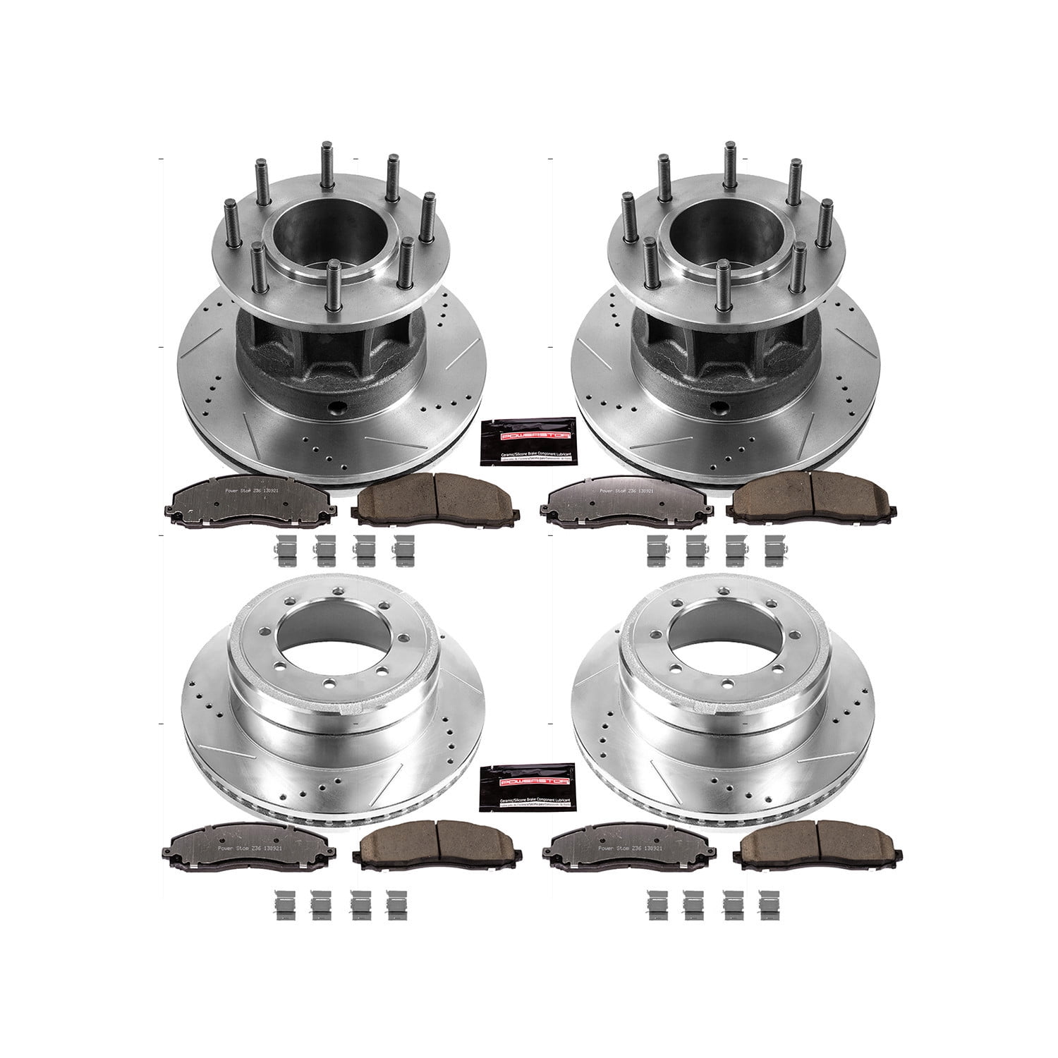 PowerStop Front and Rear Z36 Truck & Tow Carbon-Fiber Ceramic Brake Pad and Drilled and Slotted Rotor Kit Fits: FORD Select Models K6822-36