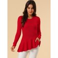 thumbnail image 3 of INSPIRE CHIC Women's Long Sleeve Ribbed Knit Ruffle Hem Peplum Top, 3 of 6