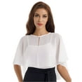 thumbnail image 3 of Zaldita Women's Chiffon Sheer Shrug Cropped Bolero Cardigan Evening Cape Wrap Dress Cover Up White One Size, 3 of 7