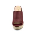 thumbnail image 6 of BLISSFUL STEP Women's Shoes Wedge Heel Open Toe Espadrille Platform Mules Burgundy 6, 6 of 7