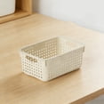 thumbnail image 4 of White Plastic Basket, Home Organization and Storage Baskets with Handles, Space Saving Woven Organizer Bins Plastic Storage Basket for Organizing Cabinets,Closets, Shelves, Countertops, 4 of 6