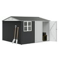 thumbnail image 6 of Uforic 10x10ft Storage Shed with Windows, Lockable Doors & Sloped Roof,Large Gray Metal Garden Shed for Patio,Backyard,Garage,and Lawn, 6 of 8