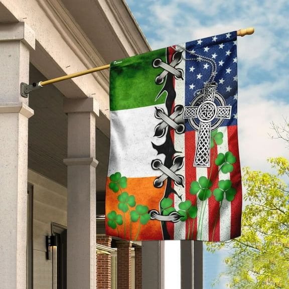 Irish And American Flag - Garden Flag (11.5" x 17.5")