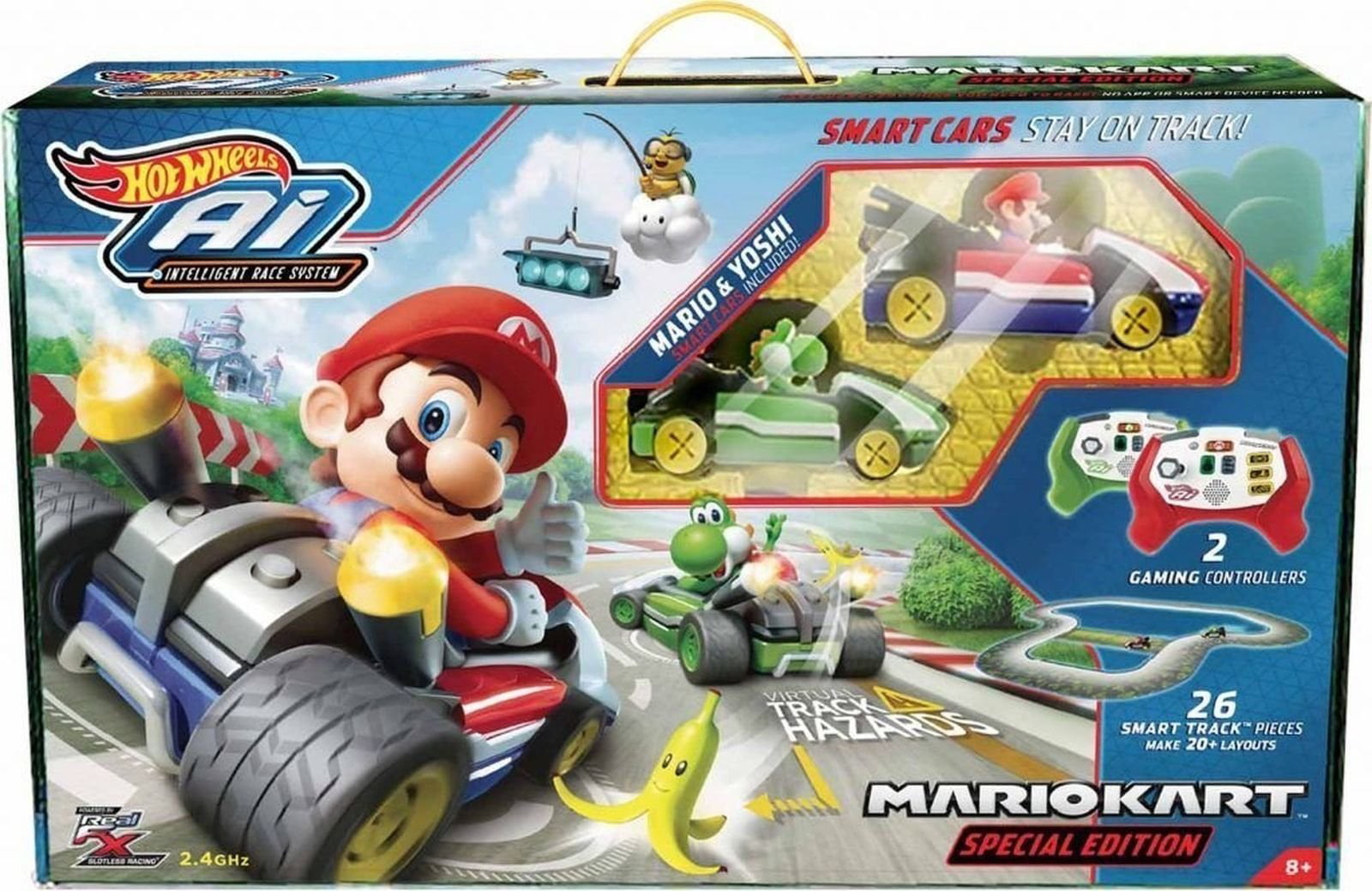Hot Wheels Ai Starter Set Mario Kart Edition Track Set Remote Mario Sounds NEW! 