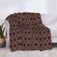 thumbnail image 3 of Yiaed Brown Gold Grid Print Blanket Throw Blanket Soft Cozy Flannel Blanket for Home Bed Sofa Couch Chair-50"x40", 3 of 6
