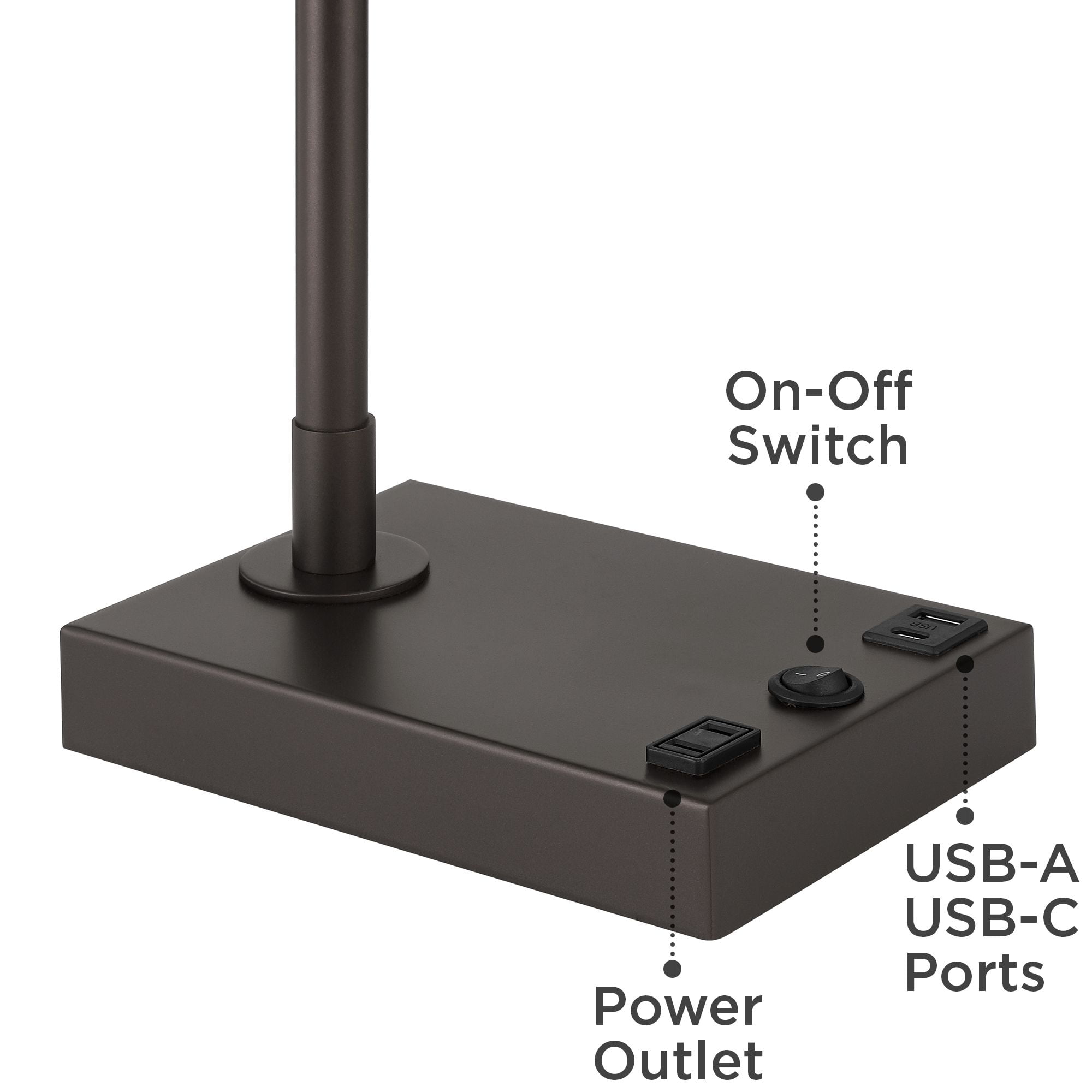 360 Lighting Harris 25 1/2" High Pharmacy Modern Desk Lamp USB Port AC Power Outlet Brown Bronze Finish Metal Home Office Charging