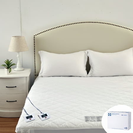 KATA 3M Scotchgard Heated Mattress Pad  Quilted Cotton Electric Bed Warmer with 10 Heat Setting Dual Controller  1-12 Hours Auto Shut Off  17  Deep All Around Elastic Pocket  Cal King