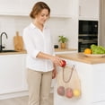 thumbnail image 4 of Hanging Storage Mesh Bags, Reusable Portable Mesh Tote Bag Breathable Net Storage Produce Bag for Fruits Vegetables Onions Garlic Potatoes Kitchen Organizer (2Pcs), 4 of 8