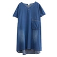 thumbnail image 4 of MuZeFu Women's Denim Casual Summer V-Neck Dress Women's Casual Denim Dress Fashion Leisure Retro Loose Strap Dress, 4 of 9
