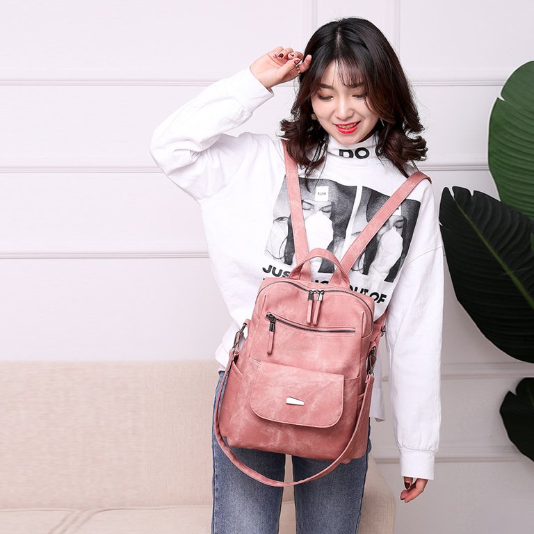 PU Leather Fashion Backpack Purse - Multipurpose Design Ladies Shoulder Bag PU Leather Backpack Purse for Women Fashion Multipurpose  main image 4
