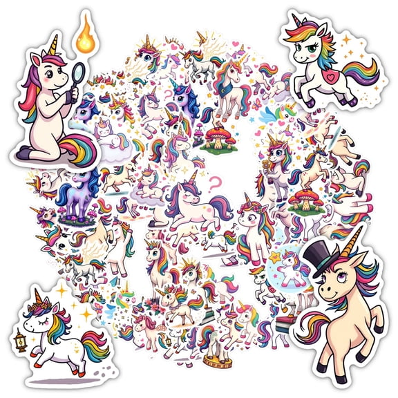 35pcs-50pcs Cute Unicorn Stickers Fantasy Mythical Creatures Stickers for Laptops Notebooks Suitcases