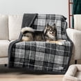 thumbnail image 3 of PetAmi Waterproof Dog Blanket for Medium Large Dog Puppy Cat Throw for Couch Cover Leakproof Protection, Sherpa Fleece, Reversible Soft Washable 60x40 Plaid Charcoal Gray, 3 of 9