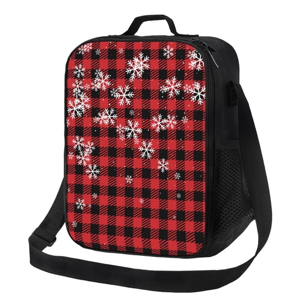 Fotbe Red Buffalo Plaid Lonchera Bolsa de Almuerzo para Hombres y Mujeres, Lonchera de Gran Capacidad, Bolsa de Almuerzo Reutilizable, Bolsa Térmica Aislante