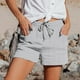thumbnail image 3 of MKLEKYY Pantalones Cortos Deportivos para Mujer, Moda Femenina, Primavera y Verano, A Rayas, con Cordón, Bolsillos Laterales, Pantalones Cortos Casuales, 3 of 4