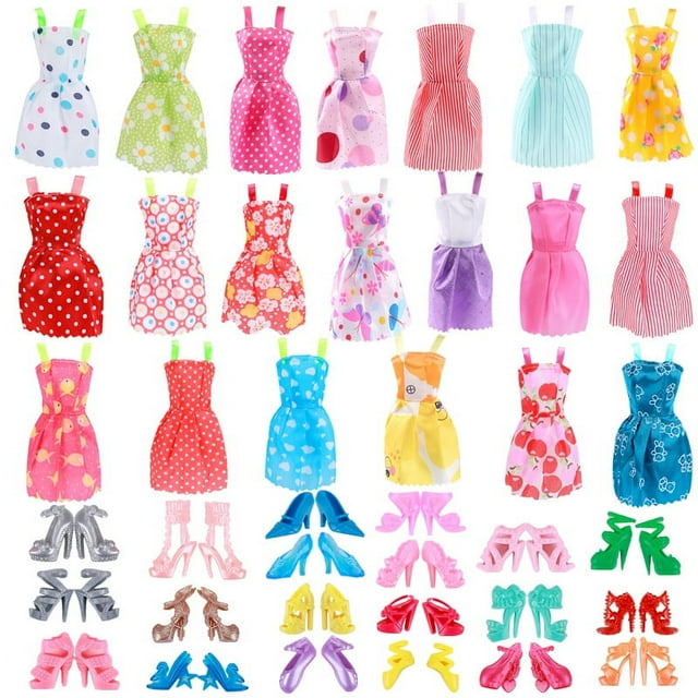 JM 40 piezas 30cm Barbie 20 piezas de ropa 20 pares de zapatos accesorios de vestidor juguetes para jugar a las casitas