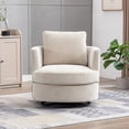 thumbnail image 2 of 31.9"W Swivel Accent Chair,Chenille Barrel Chair Comfy Accent Sofa Chair for Living Room,360°Swivel Leisure Arm Chair Club Chair for Bedroom,Office,Beige, 2 of 8