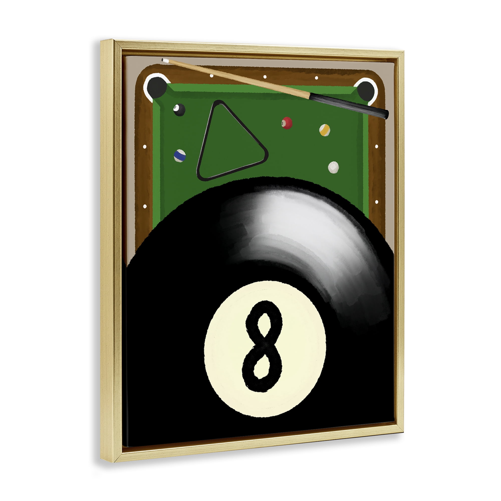 Stupell Industries Billiard Table & Balls Gold Framed Floater Canvas Wall Art, design by Jennifer Stith