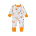thumbnail image 2 of Aojekbee Baby Girls Boys Rompers Halloween Clothes Pumpkin Print Crew Neck Long Sleeve Toddler Fall Bodysuits, 2 of 10
