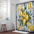 thumbnail image 6 of Yellow Lemon Shower Curtain for Bathroom Decor, Watercolor Fruit Vintage Flower Leaf Blue Waterproof Fabric Shower Curtain, 48"x72" Set with 12 Hooks, 6 of 9