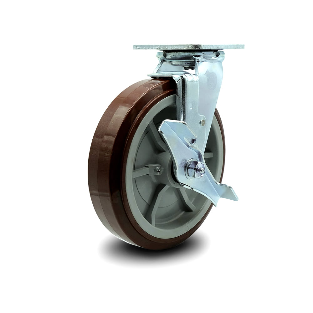 2500 lbs Capacity 8T75HR 8" x 3" Rigid Plate Caster Heavy Duty Phenolic Wheel 