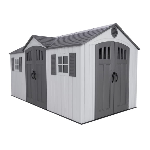 Lifetime Polyethylene Dual Entry Storage Shed, 106.5 sq. ft.,15 ft. x 8 ft. Gray (60410)