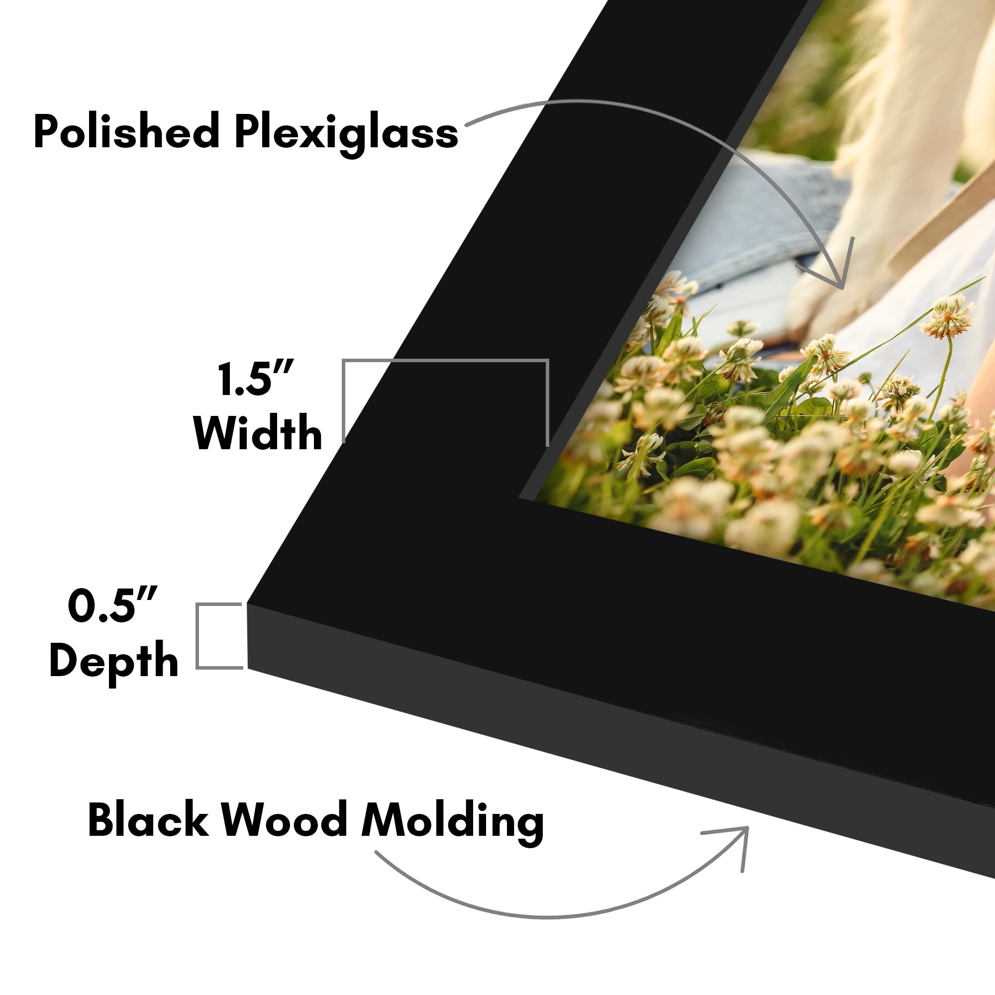 Americanflat 16x20 Picture Frame with Polished Plexiglass Wide Photo Frames Vertical Horizontal Epic - Black