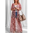 thumbnail image 2 of POGLIP Women's Pink Animal Print Maxi Kimono, 2 of 5
