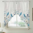 thumbnail image 2 of Blue Flowers Swag Valances for Windows, Kitchen Curtains 36 Inch Length 2 Panels Set, Spring Birds Rustic Floral Pastoral Plants Short Curtains for Small Windows Rod Pocket Cafe Curtains 28"x36", 2 of 8