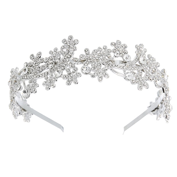 1 pieza de diadema con flores vintage con incrustaciones de diamantes de imitación para mujer, accesorio para el cabello