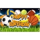thumbnail image 2 of Fondo de cumpleaños deportivo de 5,9 x 3,6 pies, para fútbol, ​​baloncesto, béisbol, voleibol, pancarta de césped para feliz cumpleaños, decoraciones coloridas, pancarta con temática deportiva., 2 of 7