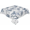 thumbnail image 1 of Vintage Floral Plant Tablecloth Rectangle Round Table Cloth 60x60 Inch, Blue Indoor or Outdoor Tablecloth, Spring Summer Waterproof Polyester Washable Table Cover for Party Holiday Picnic Decoration, 1 of 6