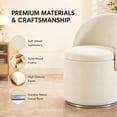 thumbnail image 4 of Casa Pura Furniture Cream White Velvet Swivel Storage Accent Chair with Foldable Backrest, 19.3 in., 250 lb Capacity, 4 of 8