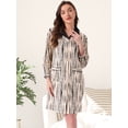 thumbnail image 3 of DARING DIVA Women's Striped Button Down Long Sleeve Pajama Dress S Black Stripe, 3 of 6