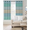 thumbnail image 2 of Teal Wooden Grain Blackout Curtains for Bedroom/Living Room, Thermal Insulated Kitchen Curtains, Vintage Chic Geometric Ombre Turquoise Grommet Darkening Window Treatment Drapes 52"x84"x2, 2 of 8
