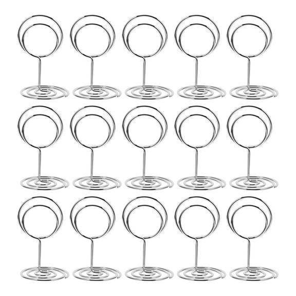 31pcs Table Number Place Card Playing Card Holders Business Card Holder Stand for Display Paper Game Piece Pictures Clip Photos Memos Menus Labels Stand Party Silver