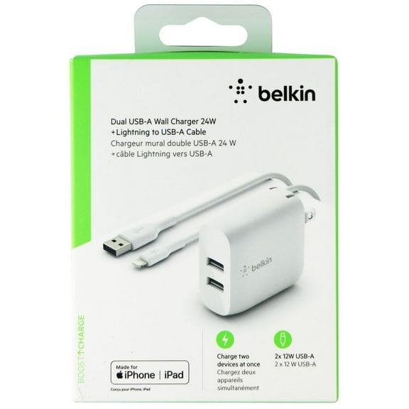 Belkin BoostCharge - - 24 Watt - 4.8 A - 2 output connectors (USB) - white