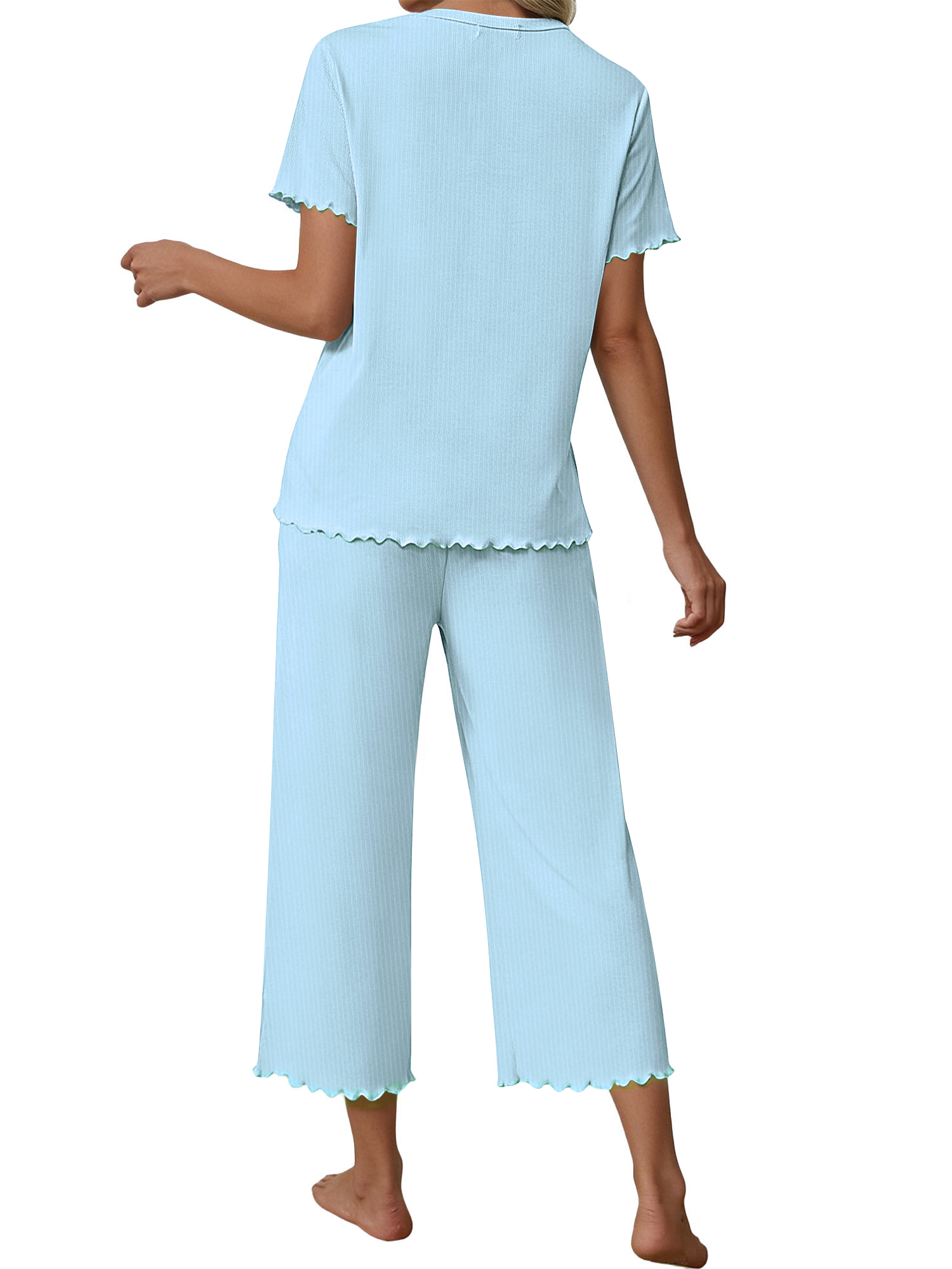 UVN Women's Short Sleeve Pajama Set with Capri Pants photo 8