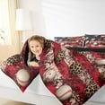 thumbnail image 5 of Homewish Leopard Baseball Queen Comforter Set,Red Brown White,3-Piece Luxury Reversible, 5 of 9
