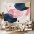 thumbnail image 2 of Navy Blue Pink Abstract Art Tapestry for Bedroom Wall Hanging Tapestry, Modern Luxury Geometric Ceiling Backdrop Tapestries Poster Blanket Wall Decor for Teens Room Living Room Dorm 51" x 59", 2 of 8
