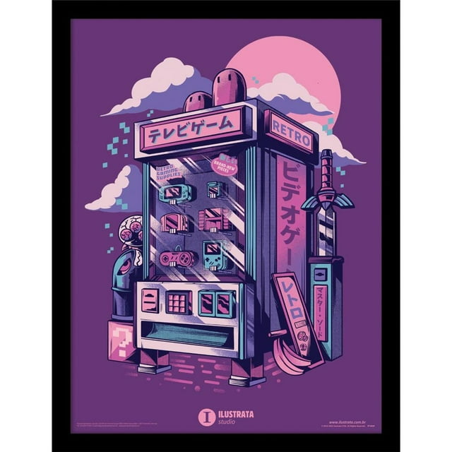 Ilustrata Affiche Encadrée Machine à Vendre Rétro
