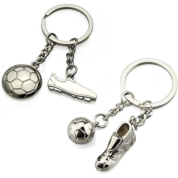 Football Keyring, Children's Keyring,Personalised, Souvenirs for Football Fans,2 Pieces,silver white