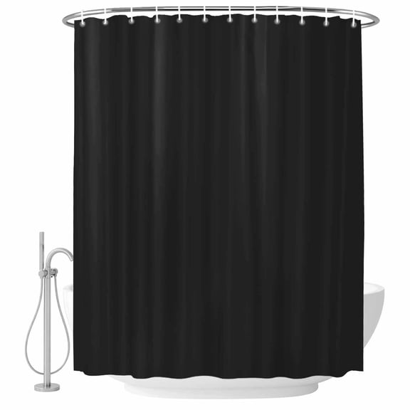 60x72 Inch Shower Curtains for Bathroom, Black Pure Color Fabric Bath Curtain Decor, Aesthetics Contemporary Luxury Waterproof Restroom Curtains Shower Set Accessories with 12 Hooks 60 Inch