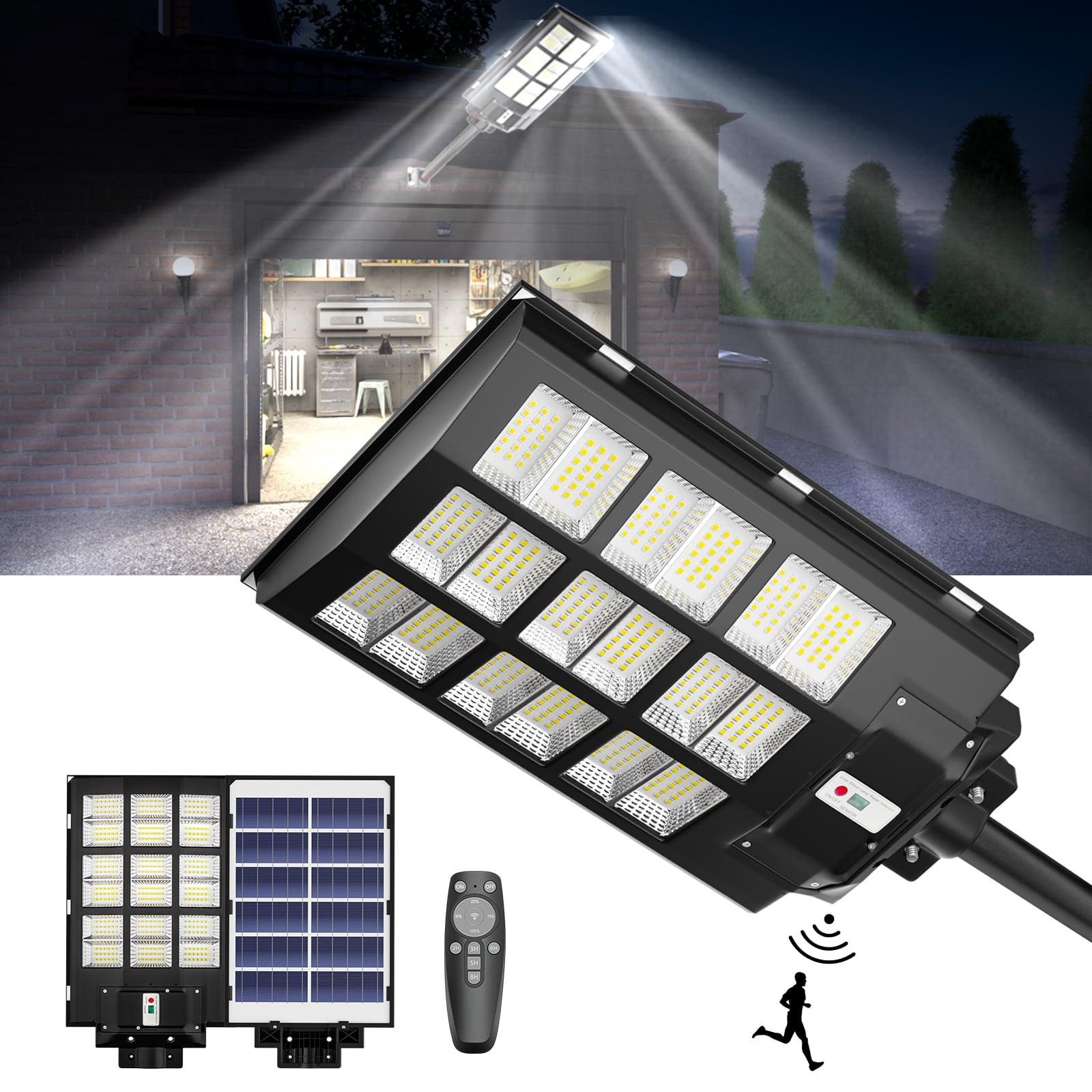 360000LM Solar Street Lights , 6500K Security Flood Motion Sensor Light for Basketball Court, Road, Garden,Commercial Parking