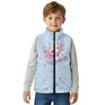 thumbnail image 5 of Xixirimido Axolotl Bubbles Blue Pattern Boys Girls Full Zip Fleece Vest Sleeveless Stand Collar Outwear Warm Jacket with Pockets for 9-10, 5 of 7