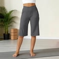 thumbnail image 6 of Women's Bermuda Long Shorts Knee Length High Rise Athletic Shorts Pull On Workout Walking Golf Running Summer Gray M, 6 of 6